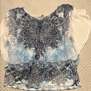 Blue and White Women's Top
